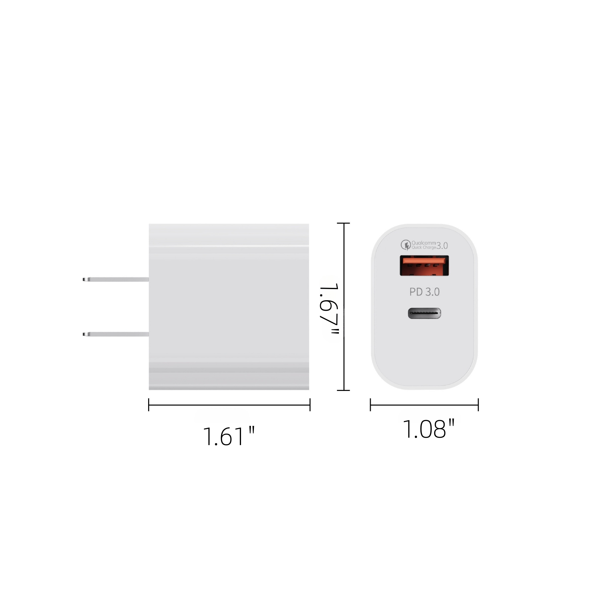 20W USB C and Type C Dual Port Wall Chargering Block 3