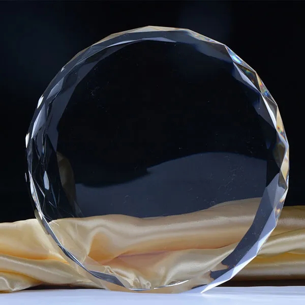 Round Faceted Crystal Paperweight 4