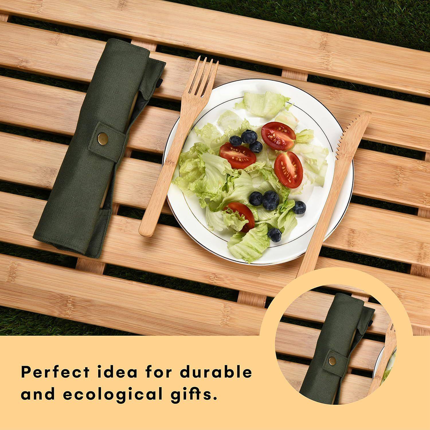 Eco Friendly Reusable Bamboo Utensils Travel Set 12
