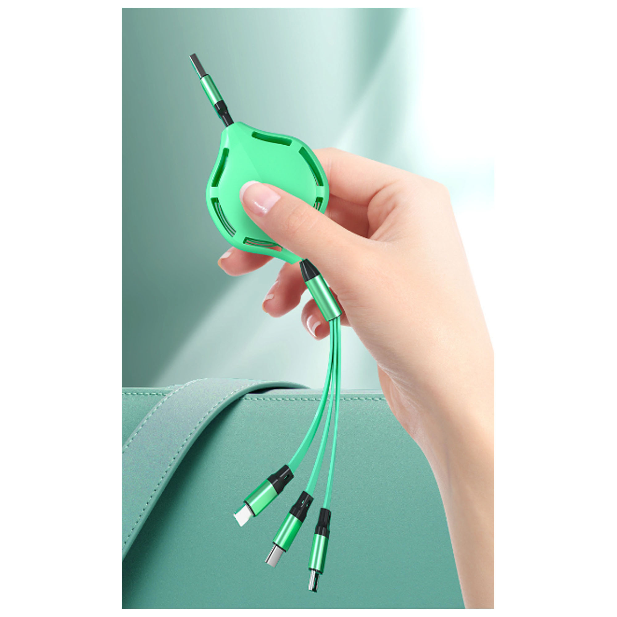 Versatile 3-in-1 Retractable Charging Cable with Multi USB Ports 4