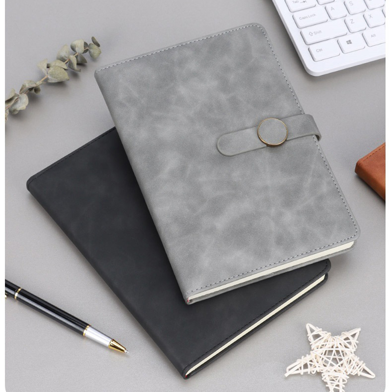 A5 PU Leather Hardcover Notepad W/Round Metal Buckle 11