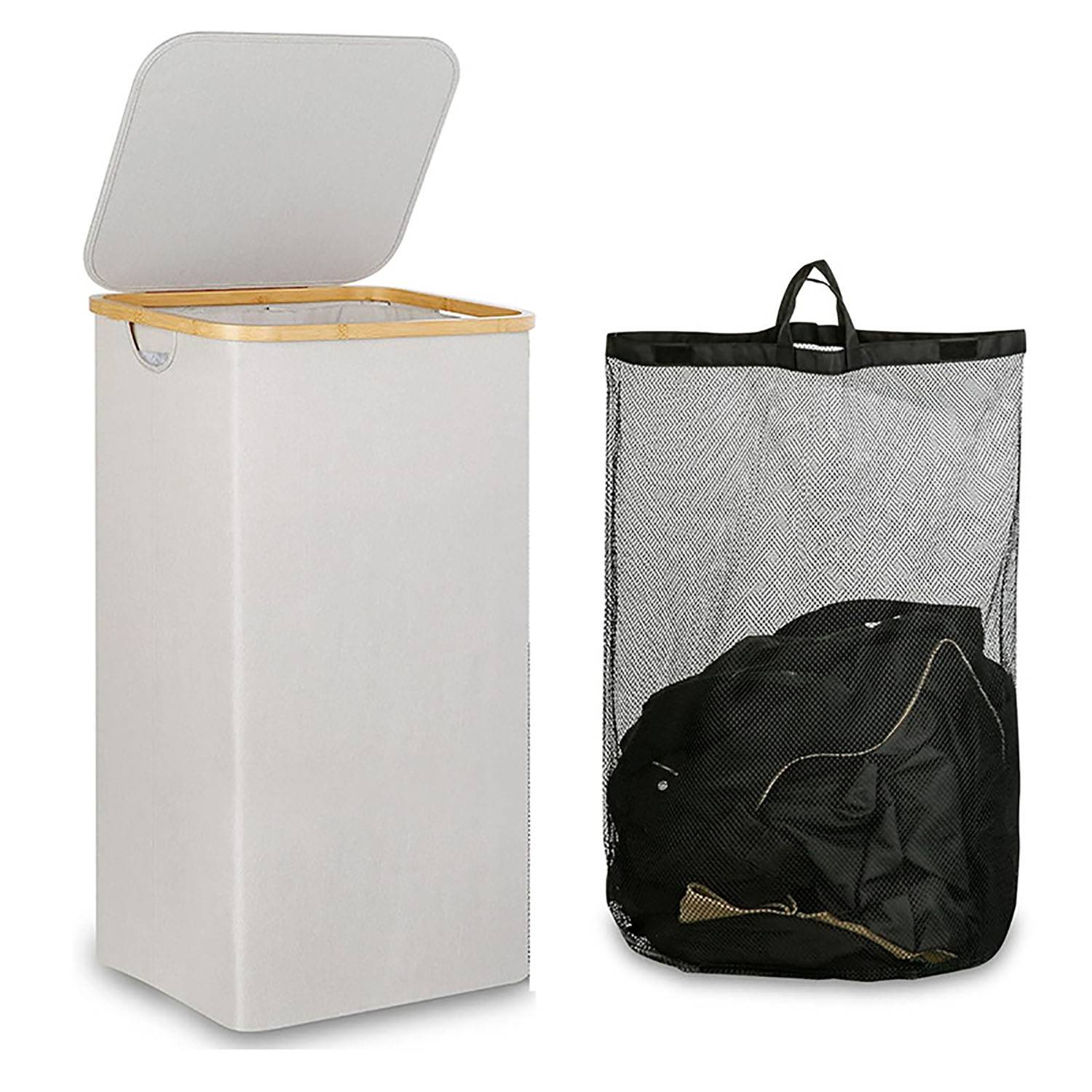 Dirty Laundry Basket with Removable Mesh Bag 5