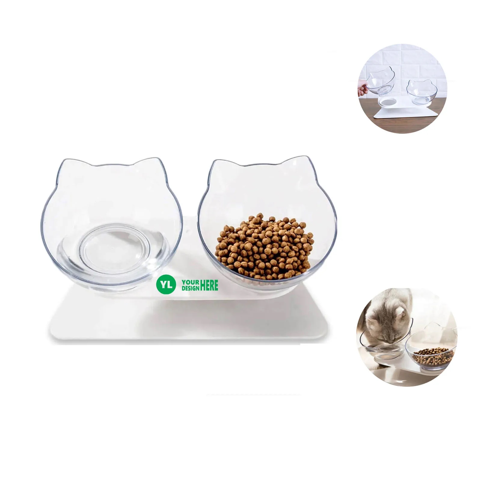 Transparent Double Pet Bowl Set