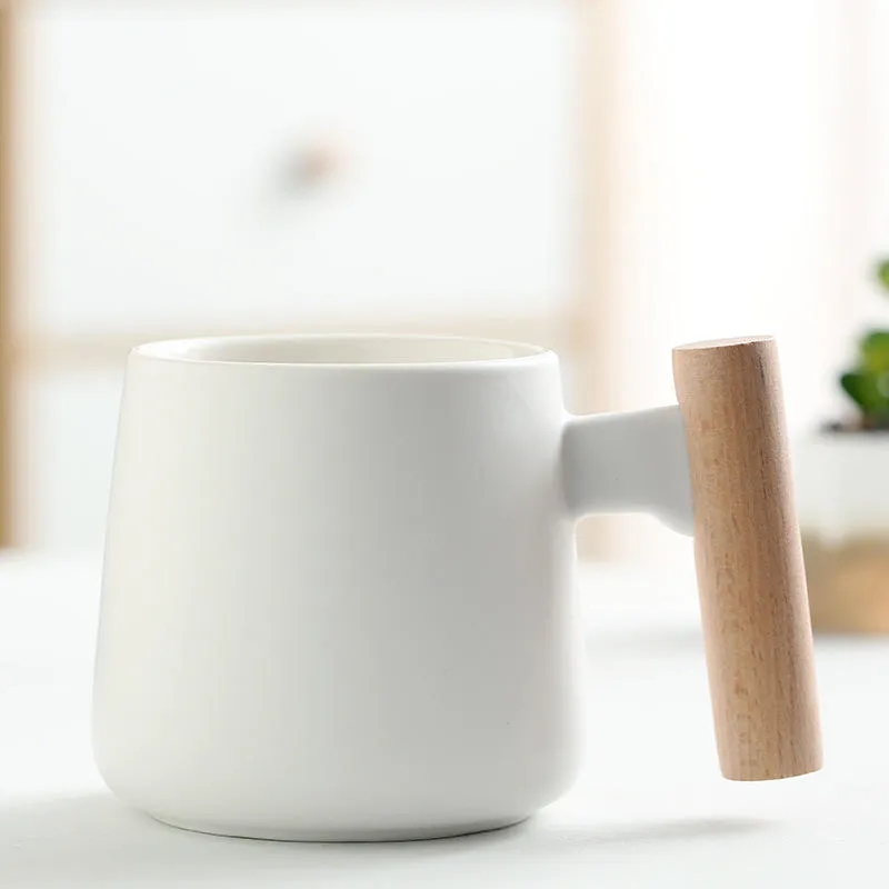 Ceramic Coffee Mug with Wooden Lid 12 oz Capacity 3