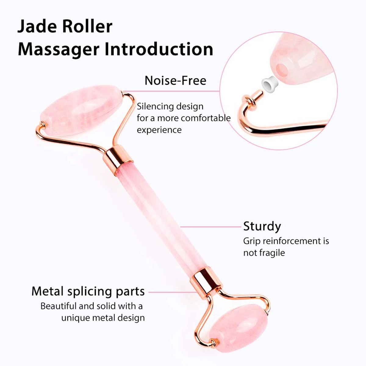 Rose Quartz Facial Jade Roller Gua Sha Set 3