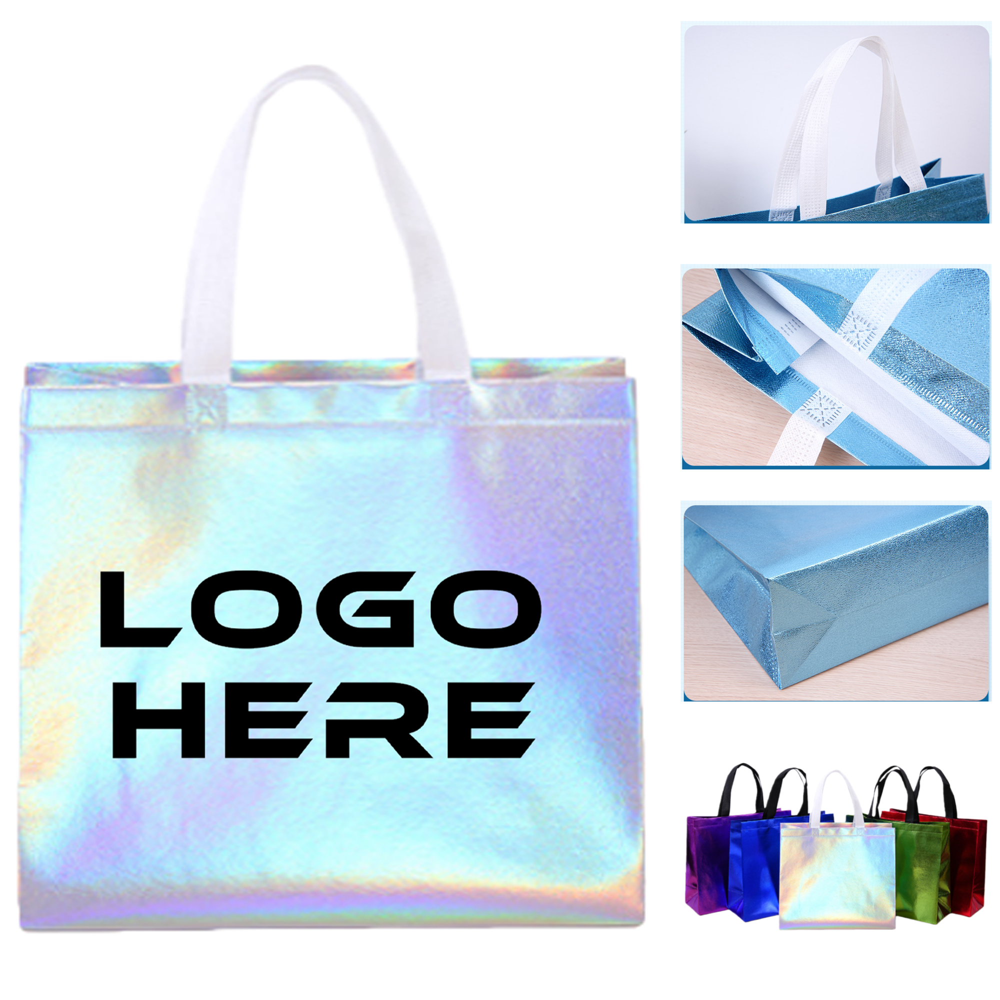Glossy Reusable Waterproof Non Woven Tote Bag With Handles 2