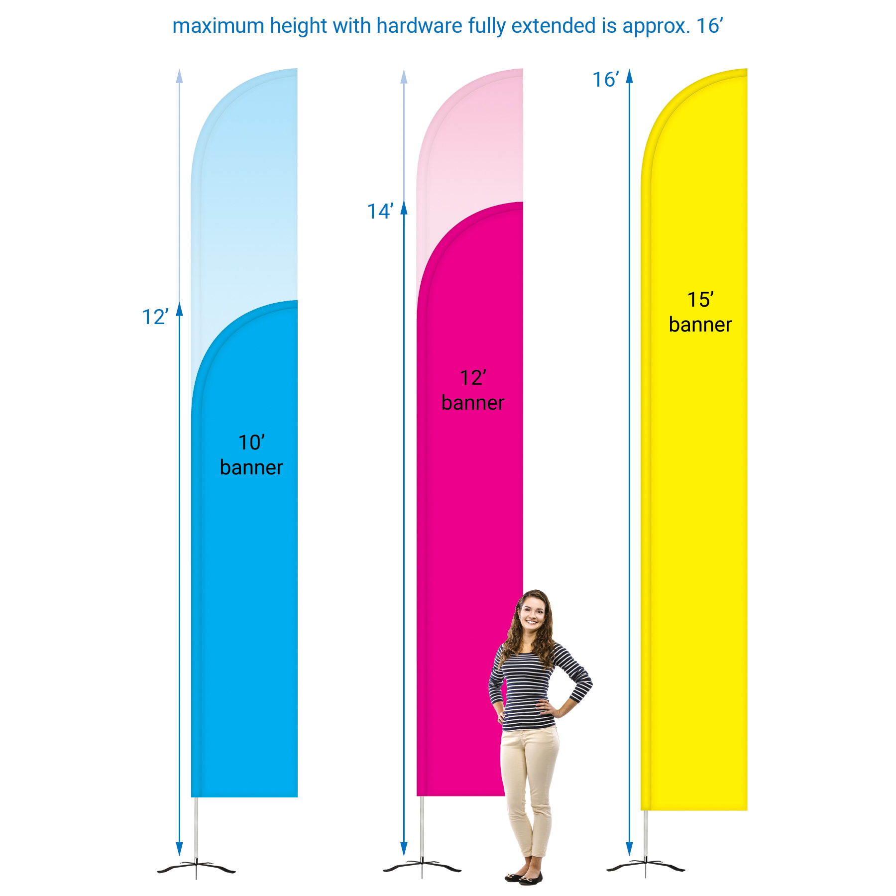 12' Double Sided Half Drop Banner w/ Premium Hardware & Cross Base 21