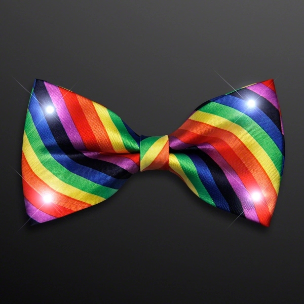 White LED Rainbow Stripe Bow Ties 2