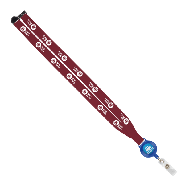 IMPORT 3/4" Polyester Lanyard with Retractable Badge Reel and IPH7 back of neck convenience release. 154