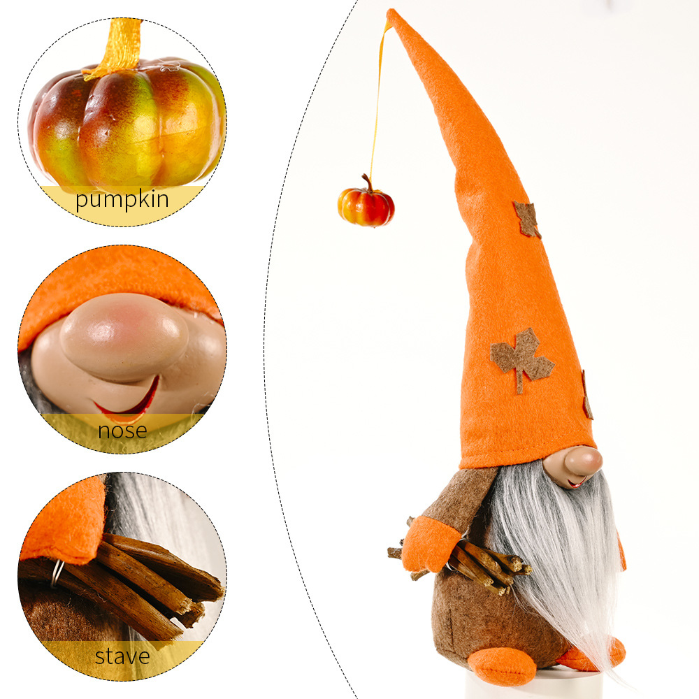 Thanksgiving faceless Gnome Maple Leaf Plush Elf 1