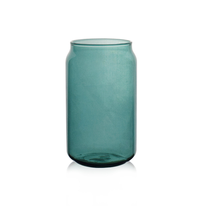 Colored Glass Can with Glass Straw 3