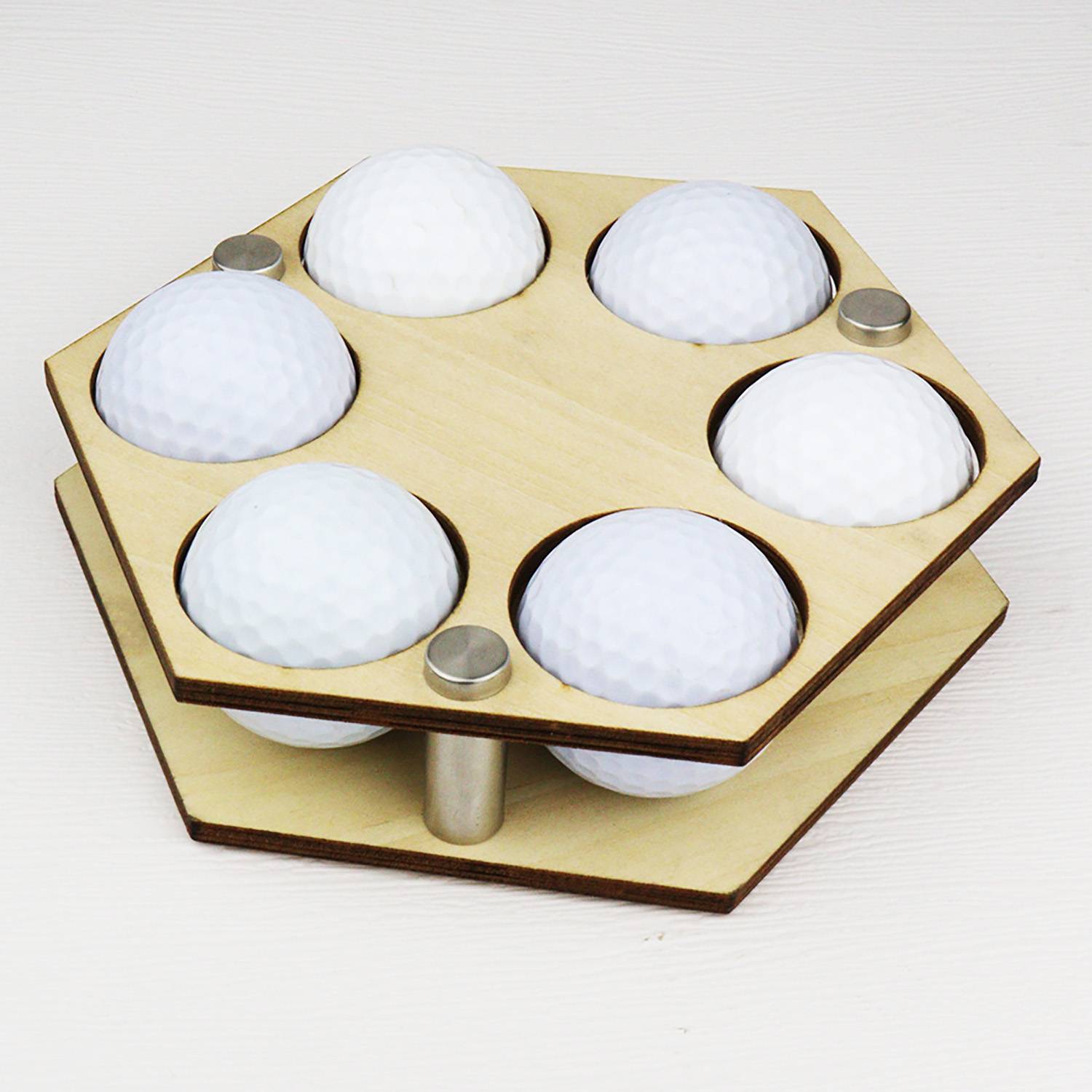 Wooden Hexagon Golf Ball Display Holder 4