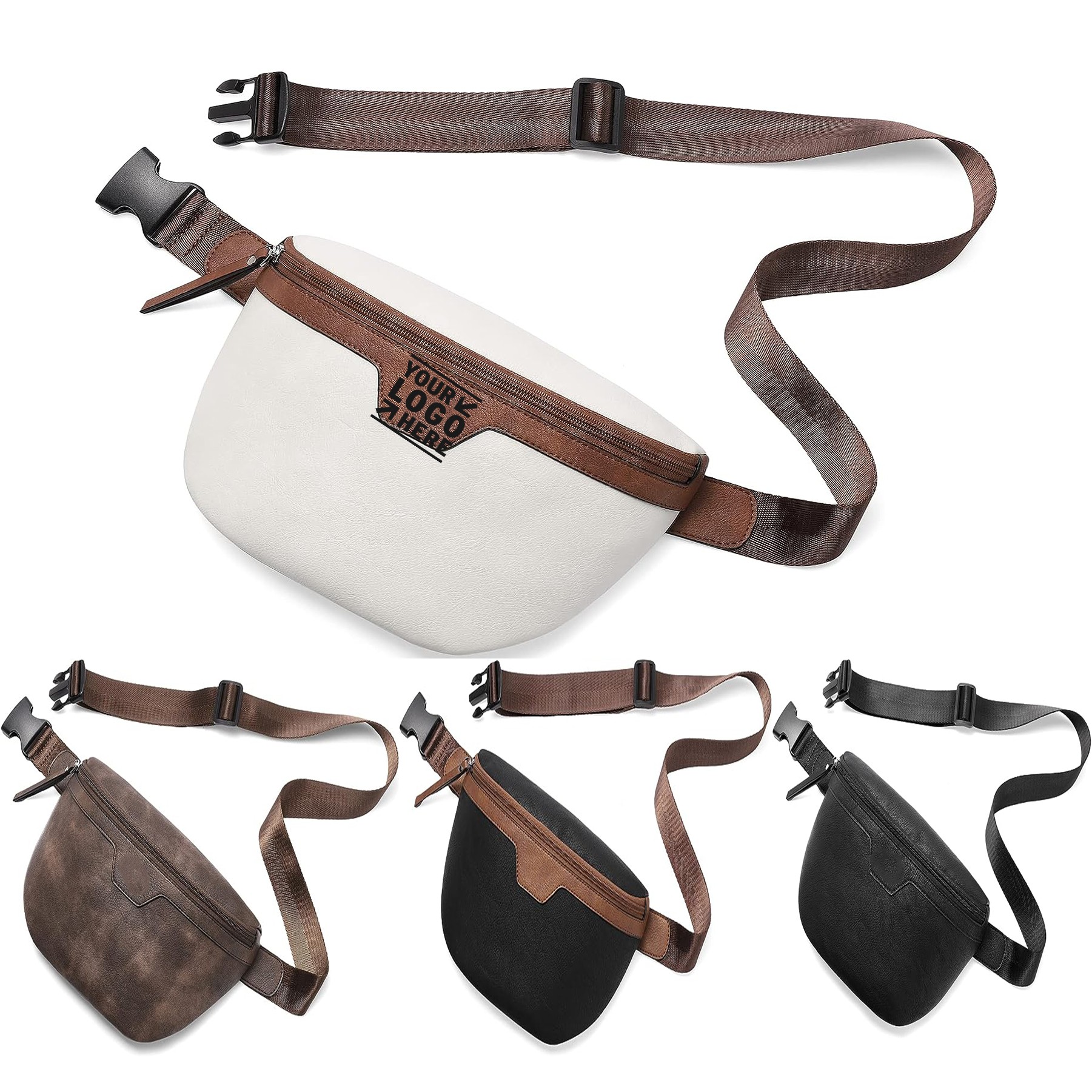 Women Fanny Pack Waterproof Cross body Belt Vegan Leather Waist Bag With Adjustable Strap 2