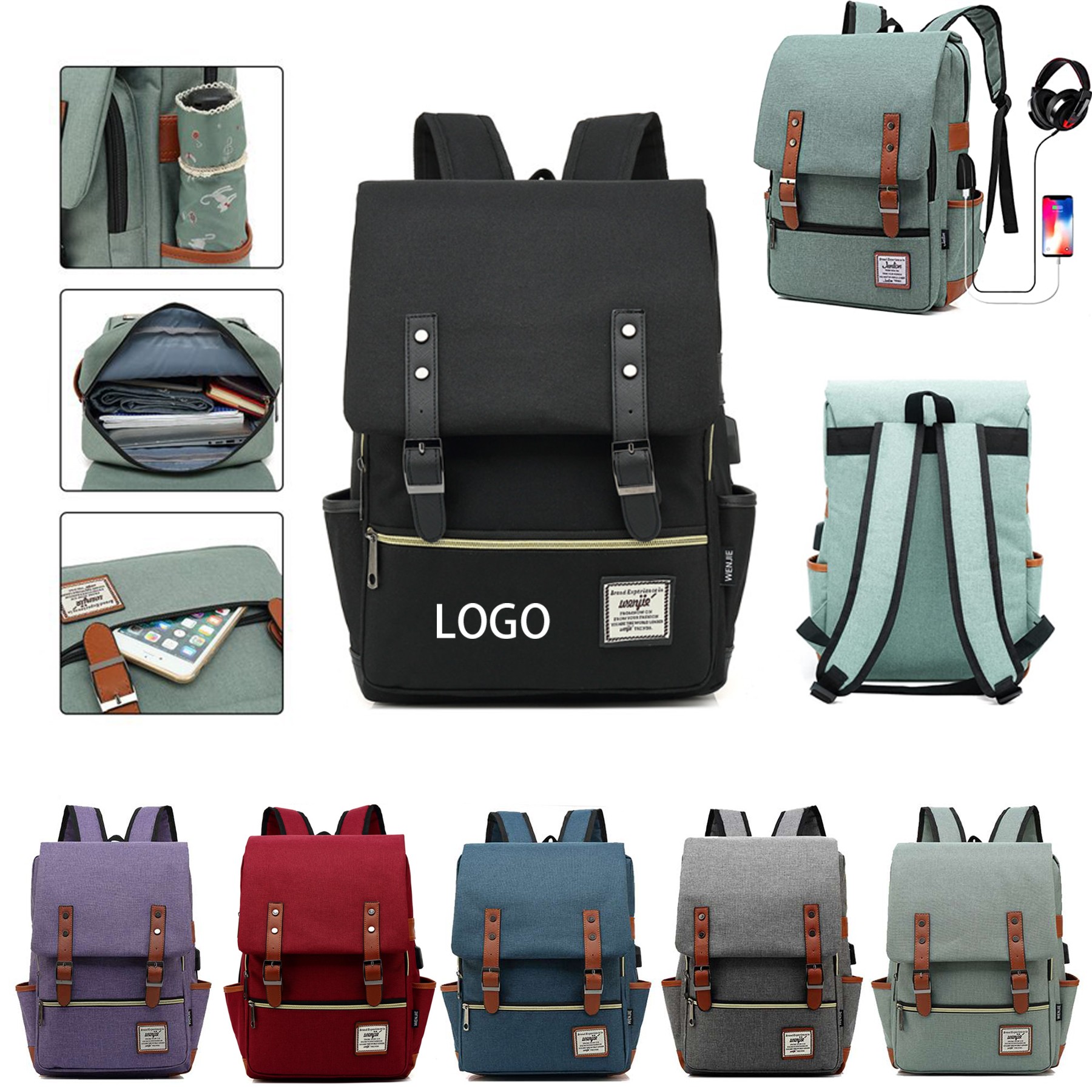 15.6 Inch Vintage Laptop Backpack 1