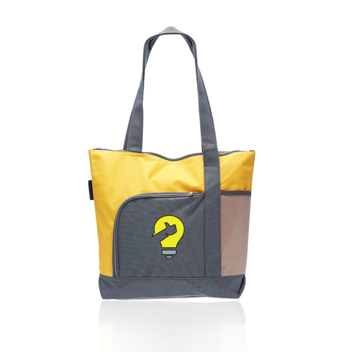 Polyester Canvas Two-Tone Tote - 16.5"W x 14.5"H x 4.5"D, custom tote bag with logo imprint 3