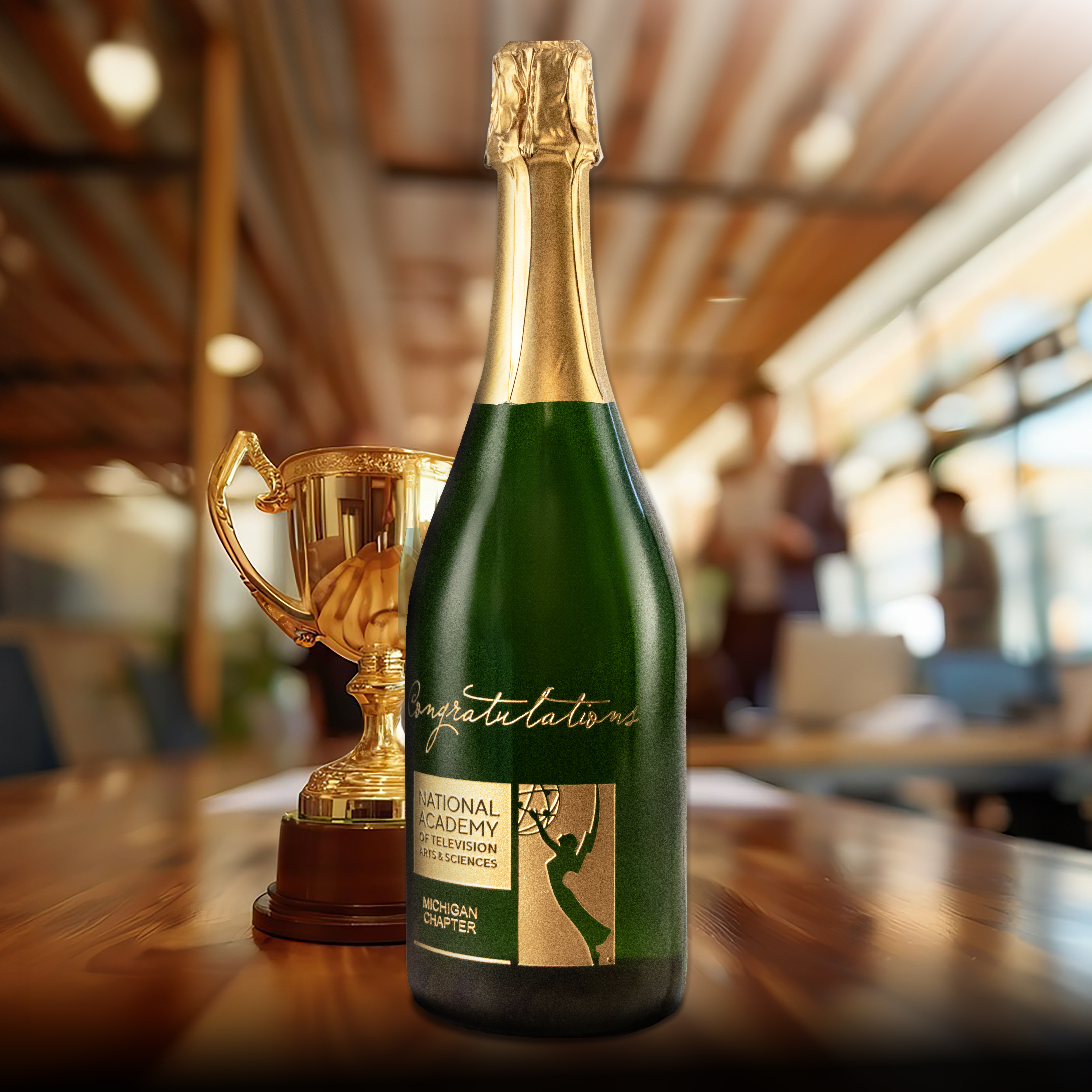 Etched CA Champagne Sparkling Wine Bottle 2