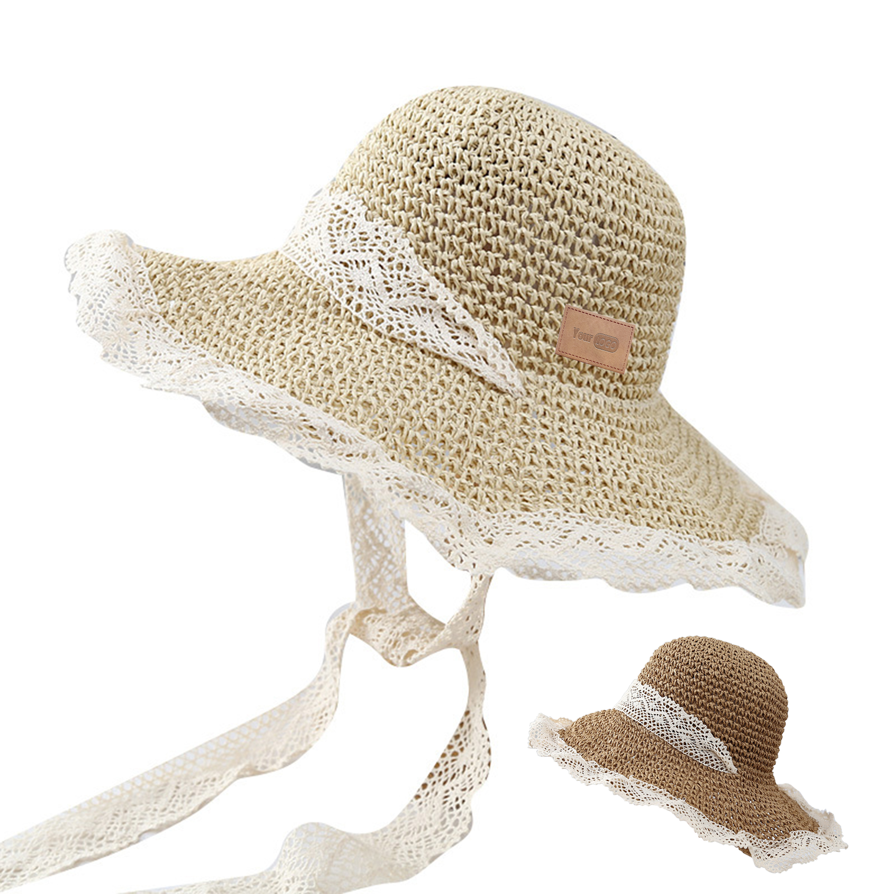 Jute Summer Thin Breathable Lace Cutout Straw Hat 4