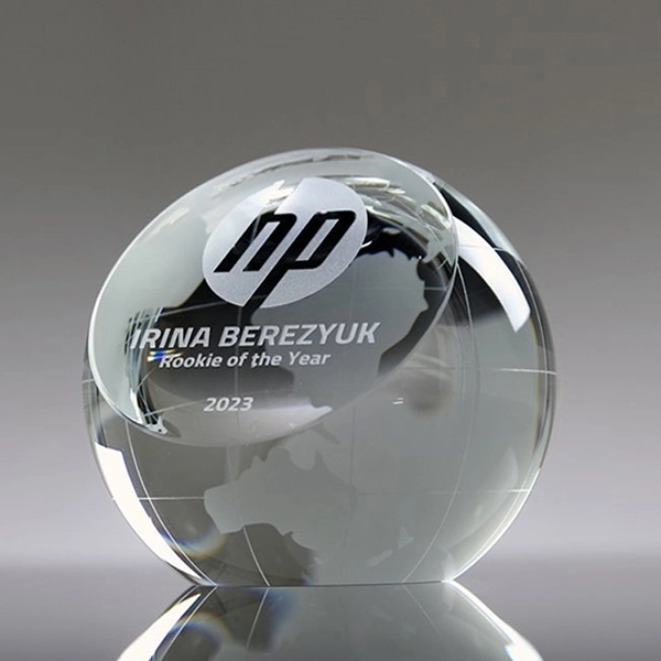 Laser engraved crystal globe paper weight 3