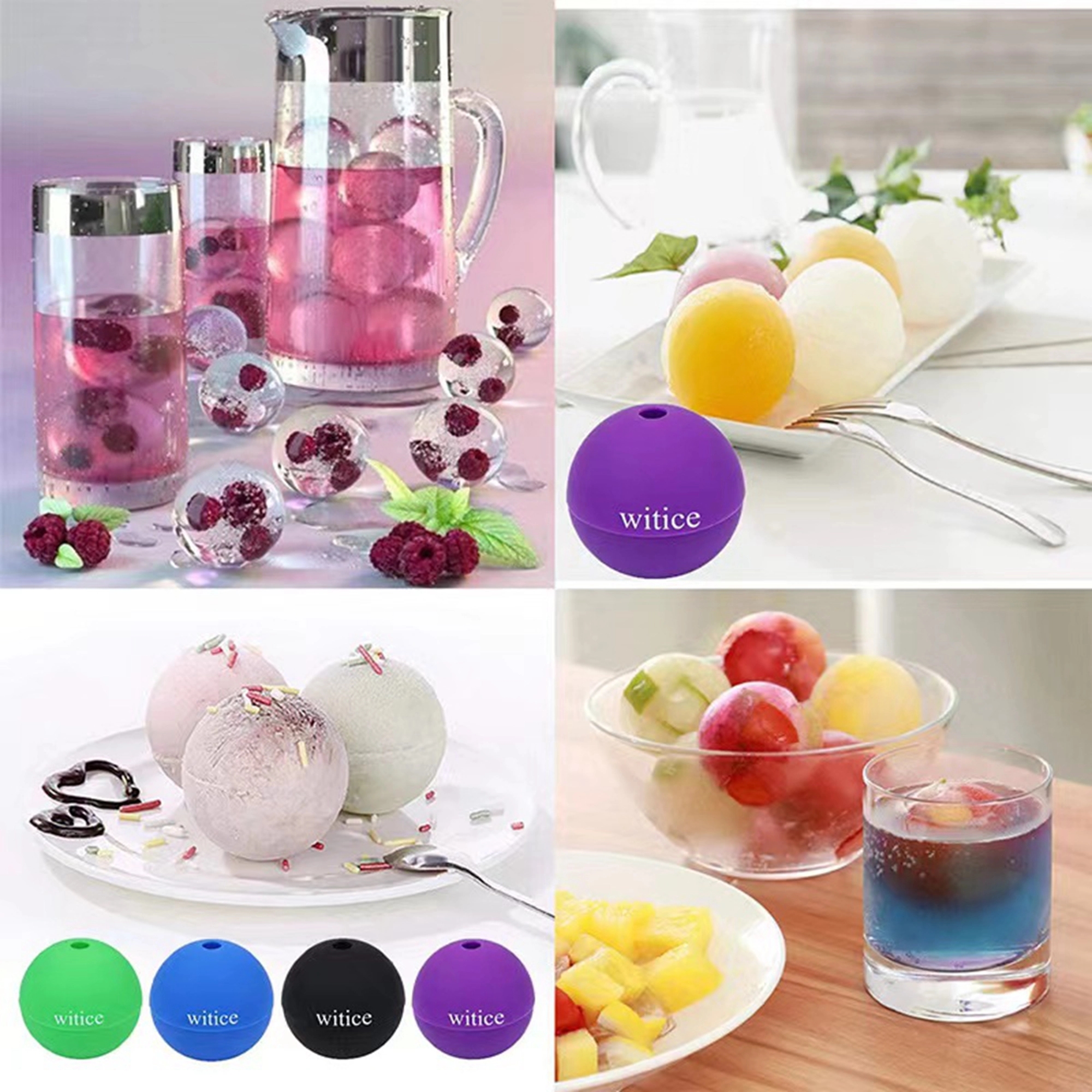 Ice Cube Trays Silicone Whiskey Ball Maker with Lids 3