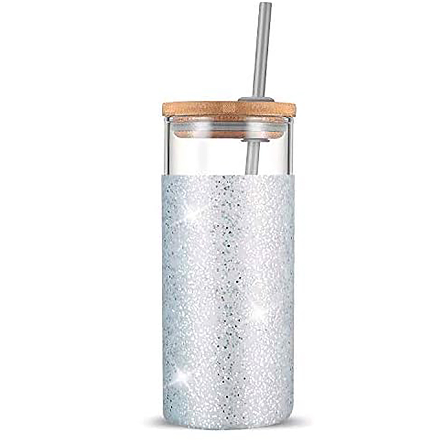 20 Oz Glass with Bamboo Lid and Straw 4