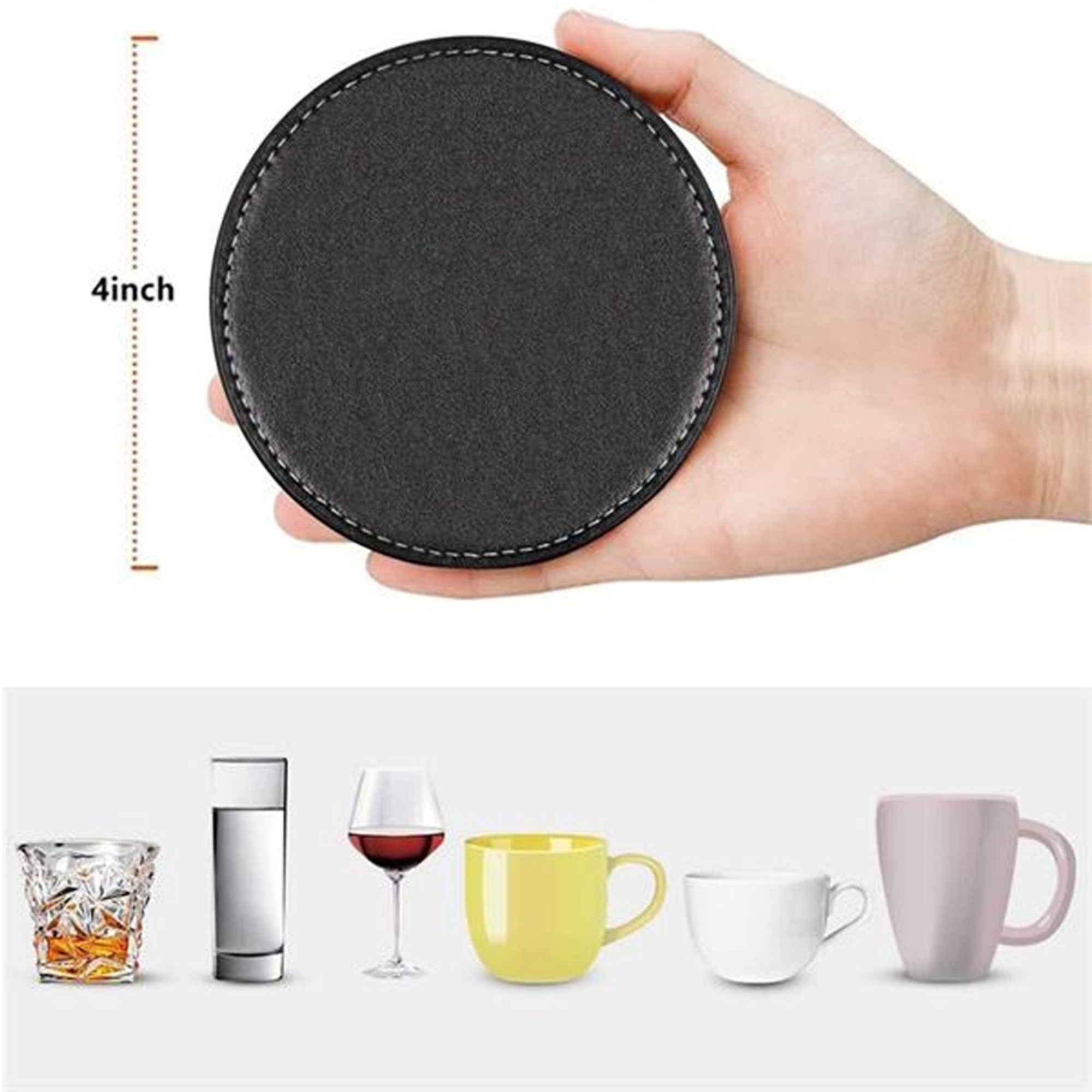 Round Faux Leather Coaster 3