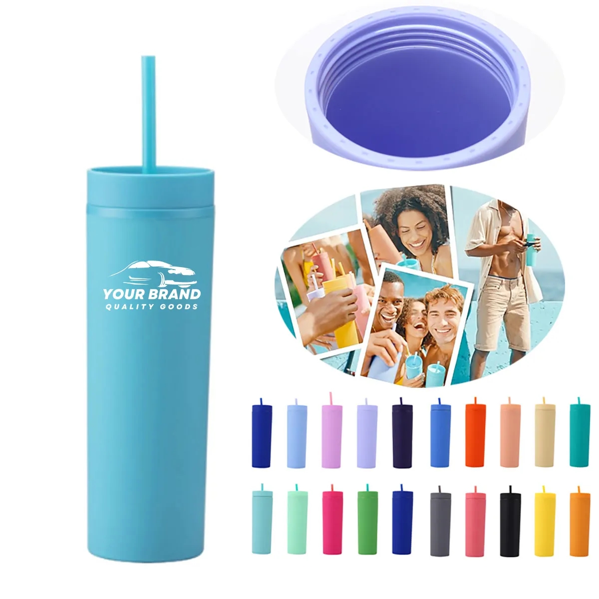 16Oz with Lids and Straws Tumblers Plastic Straight Glass 2