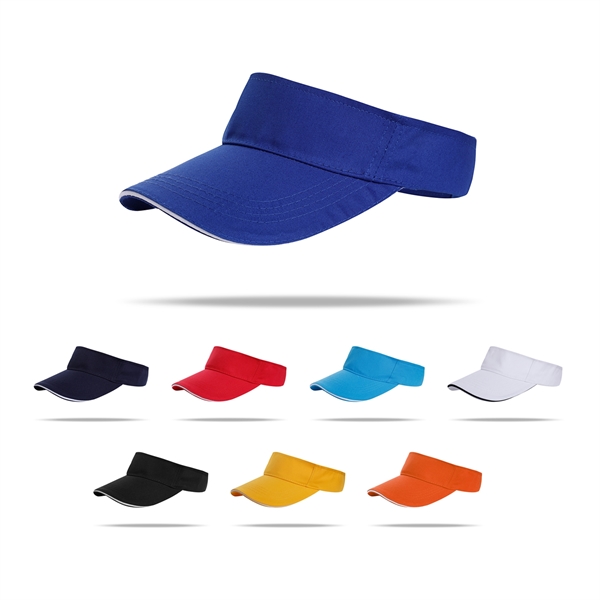 Stock Solid Color Poly Cotton Visor, Hook-And-Loop Fastener 8
