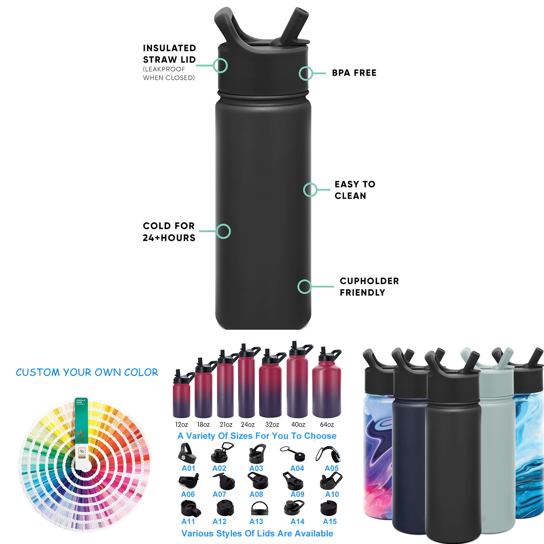Simple Modern Kids Water Bottle with Straw Lid 18oz 2