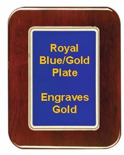 9" x 12" Rosewood Piano Finish Round Corner Plaque with a Blue Round Corner Plate 2