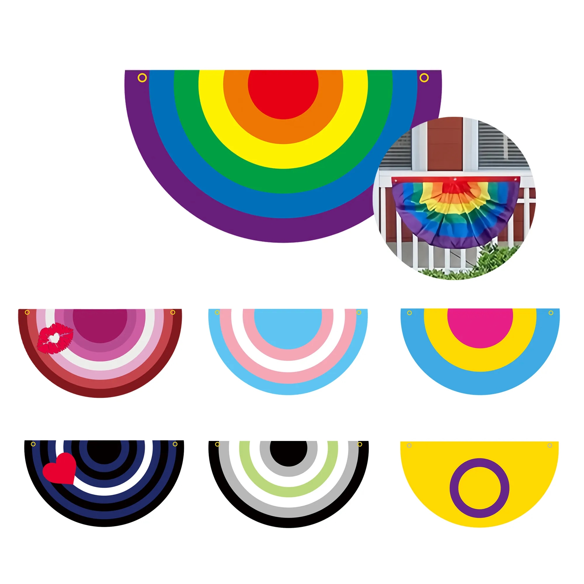 Polyester Fan Flag Rainbow Holiday Decorations MOQ20 2