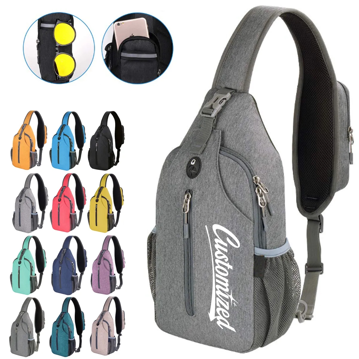 Anti-Theft Crossbody Sling Bag w/ Earphone Port Mash Pockets 8