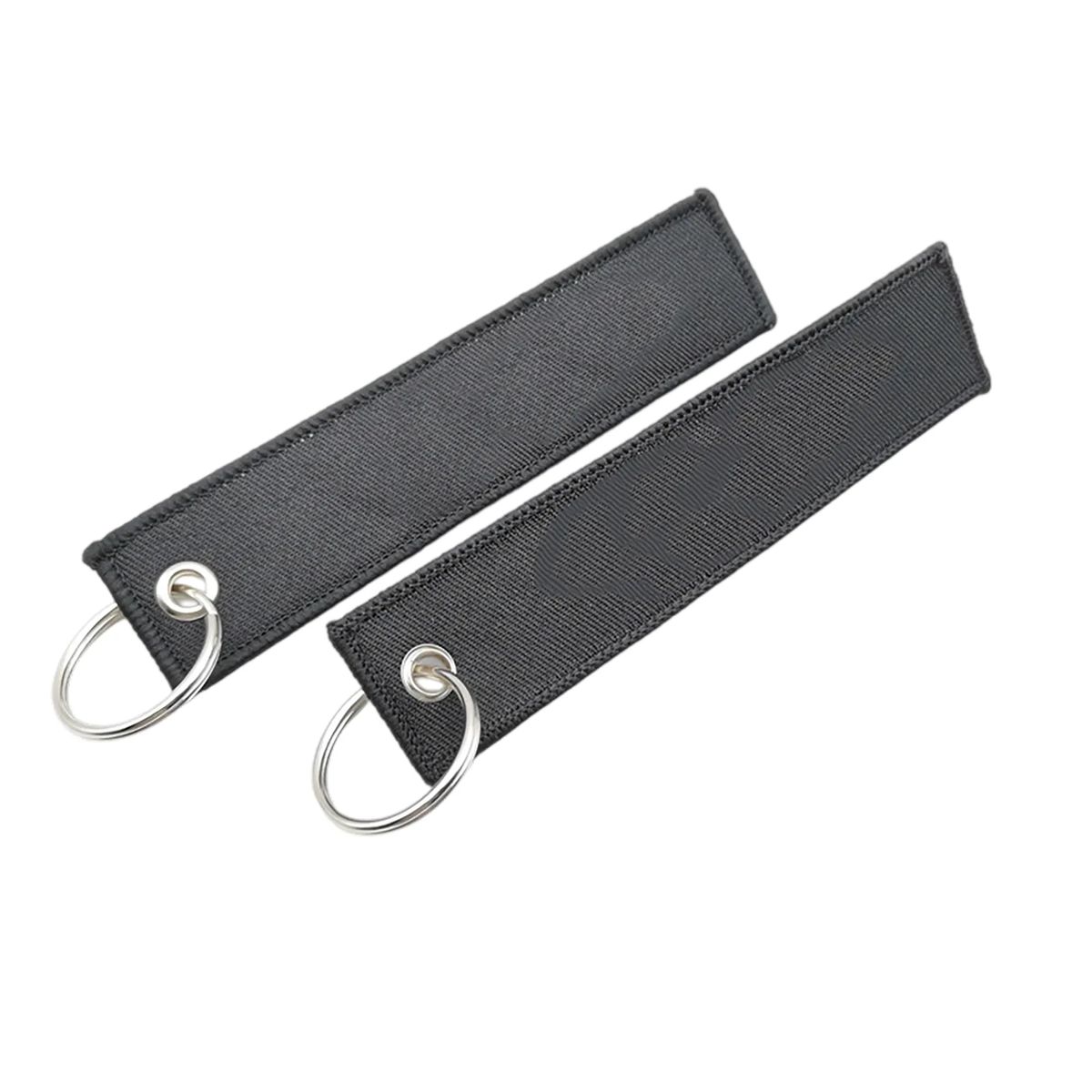 Woven Fabric Keychain Tag with Steel Ring 1