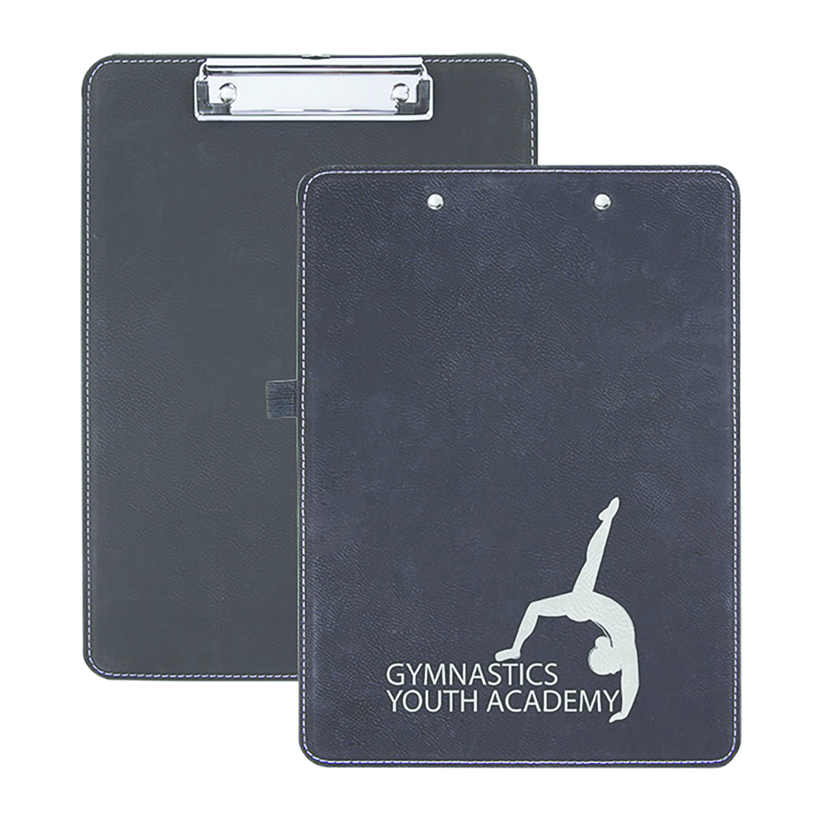 9" x 12 1/2" Black/Silver Leatherette Clipboard 2