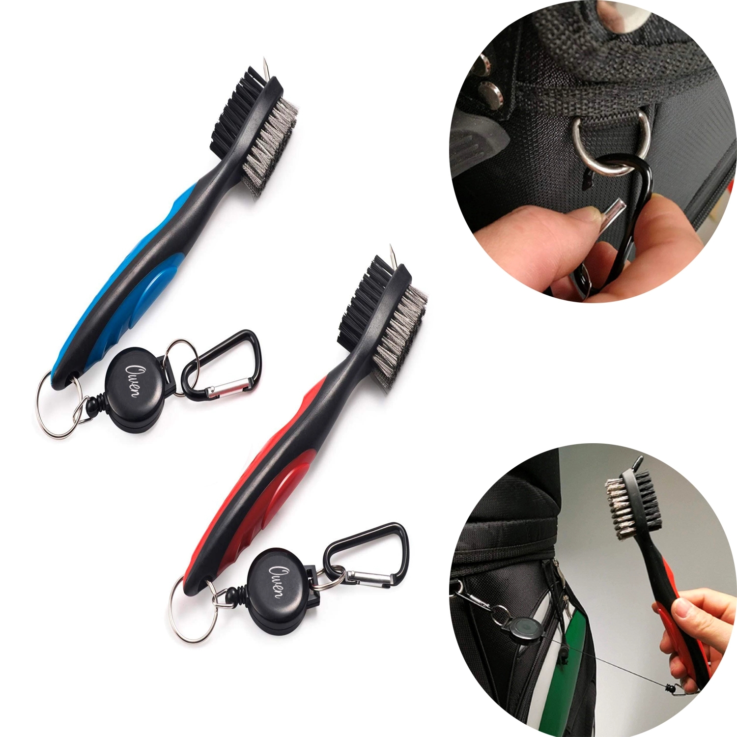 Double Sided Golf Club Brush w/ Carabiner 2