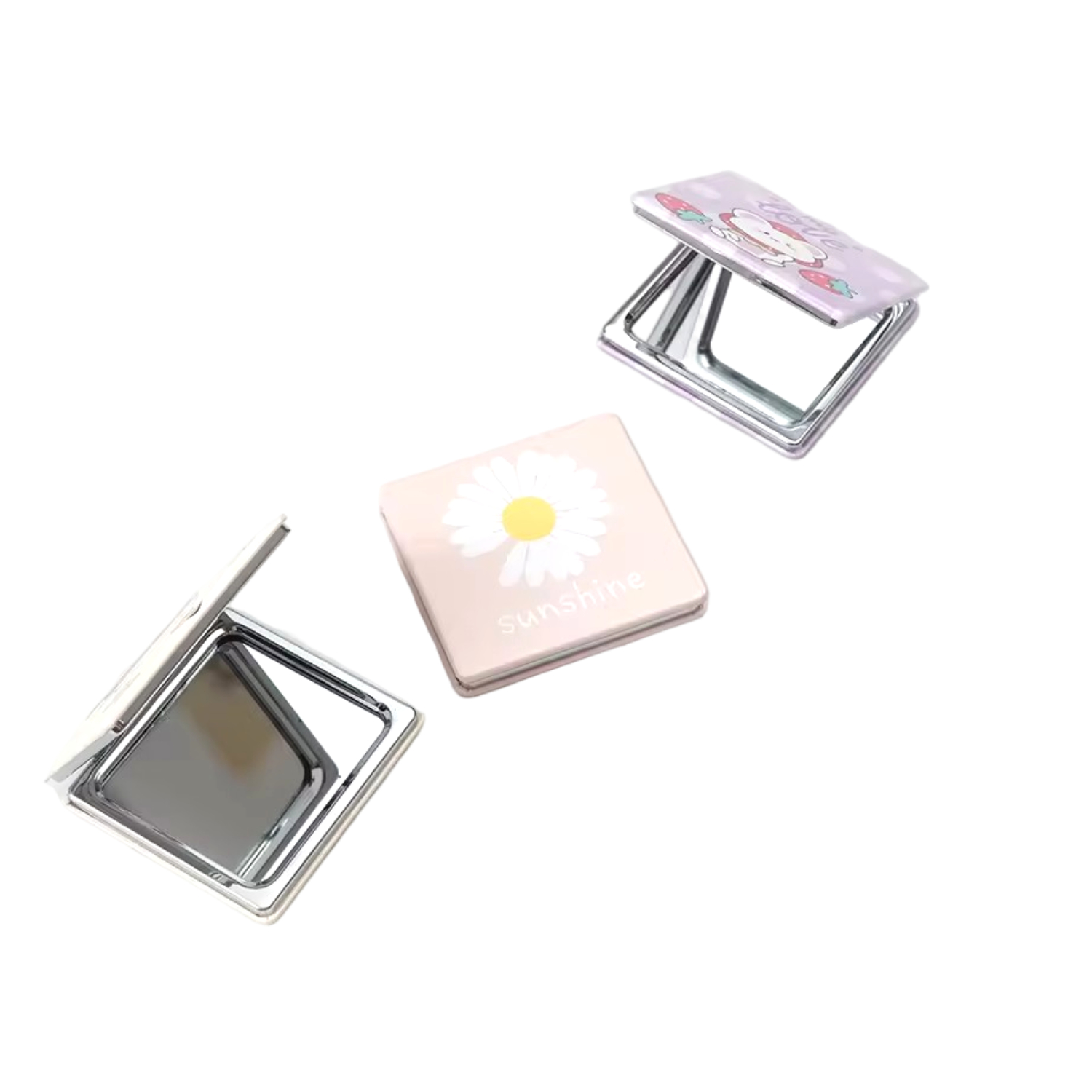 Square PU Leather Folding Compact Mirror 5