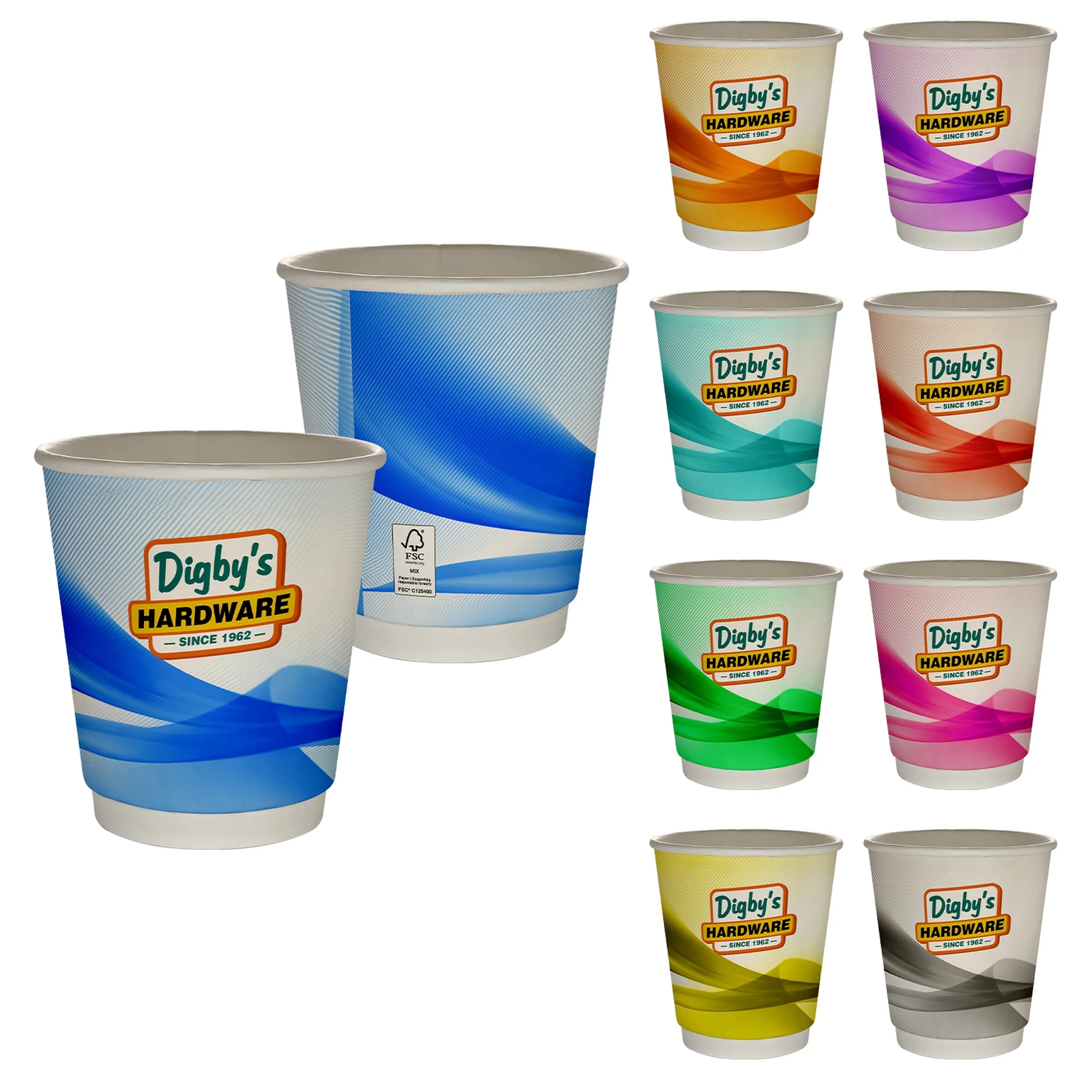 10 oz Full Color Groovy Insulated Paper Cup