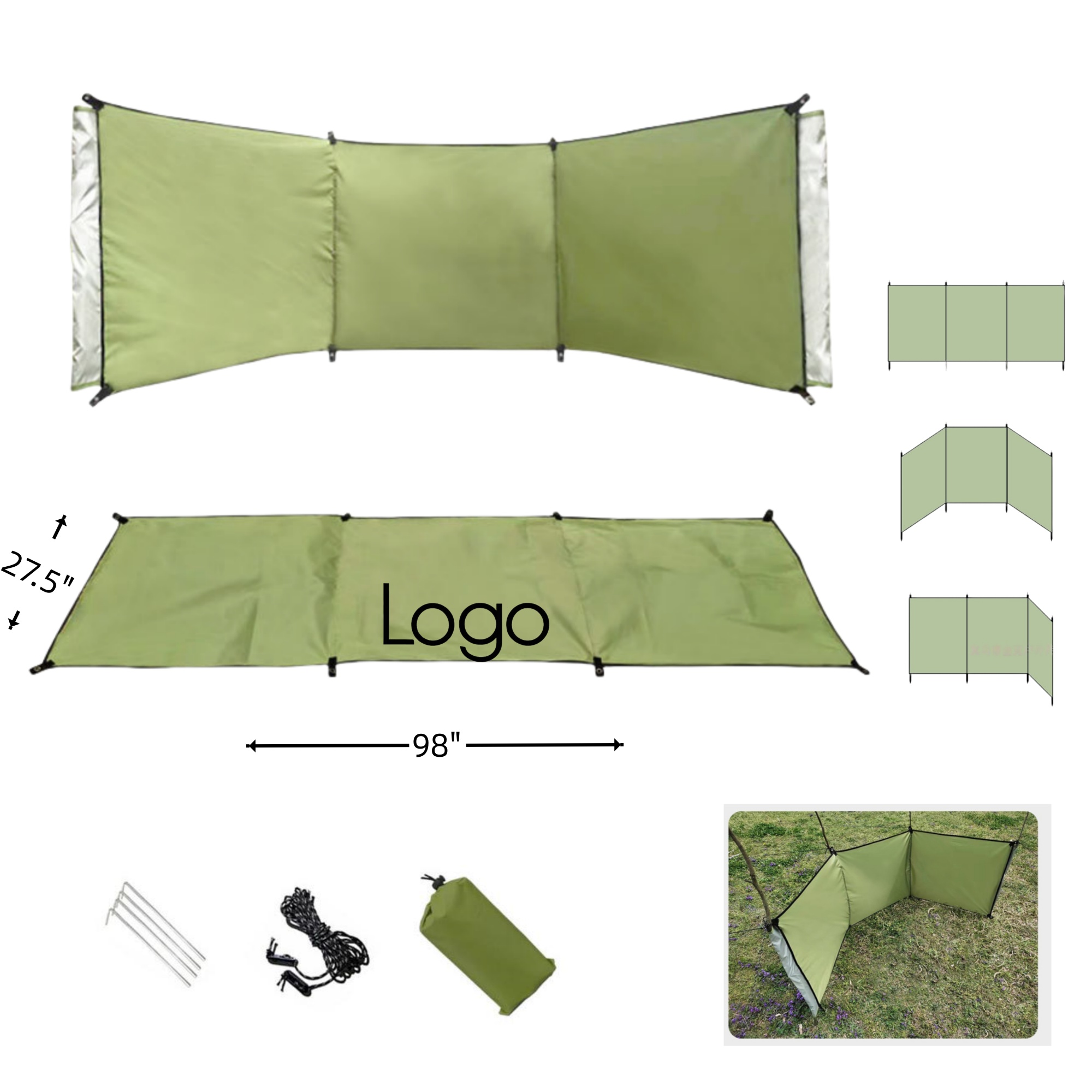 98" x 27.5" Stakeless Square Outdoor Wind Protection 2