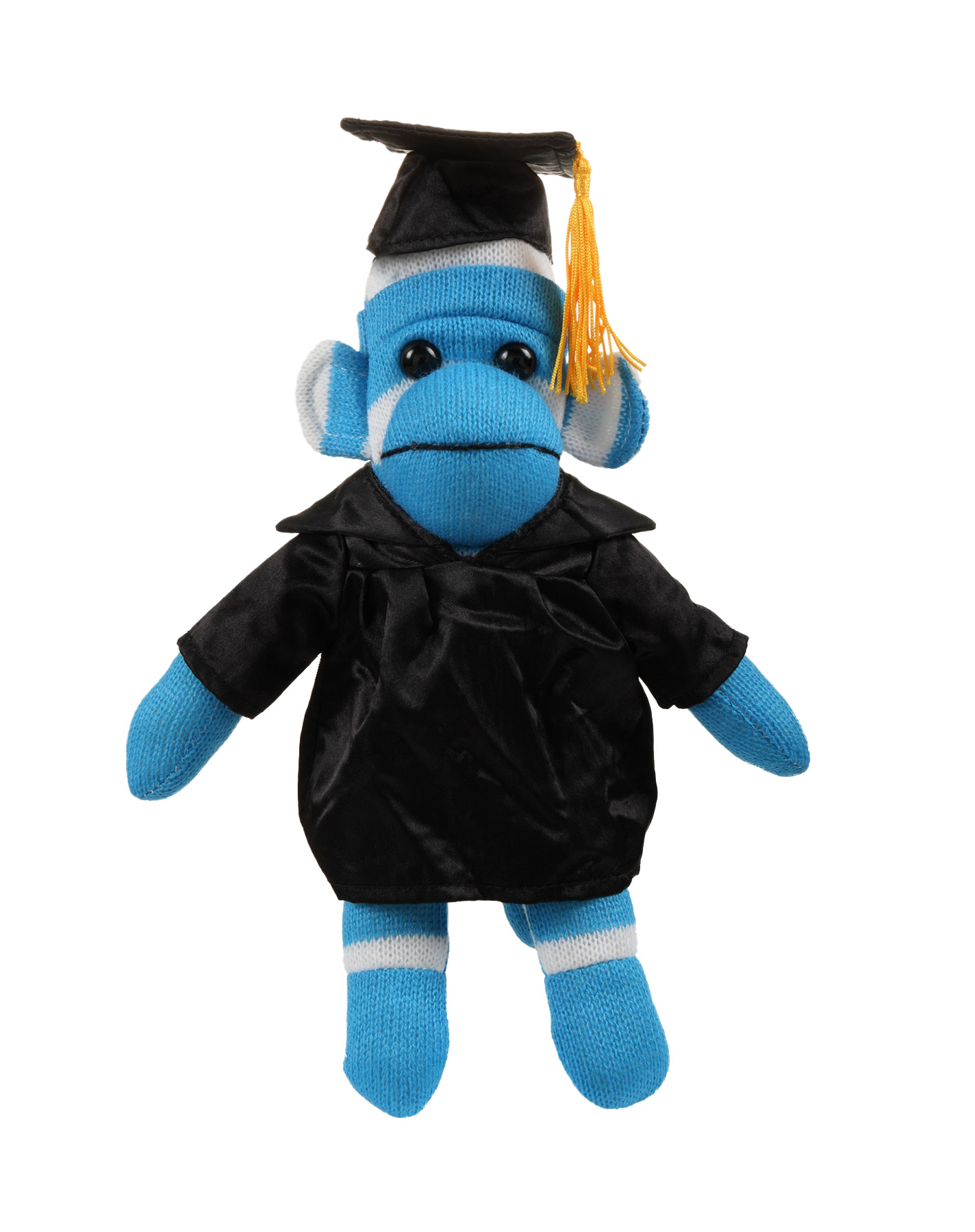 Blue Sock Monkey (Plush) in Graduation Cap & Gown