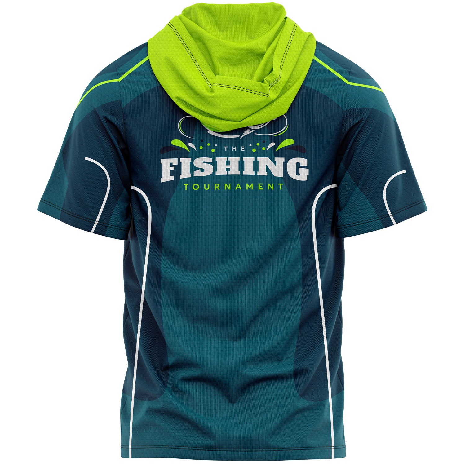 Unisex 170 GSM Sunproof UPF 50+ Sublimation Short Sleeve Hooded Fishing T-Shirt 2