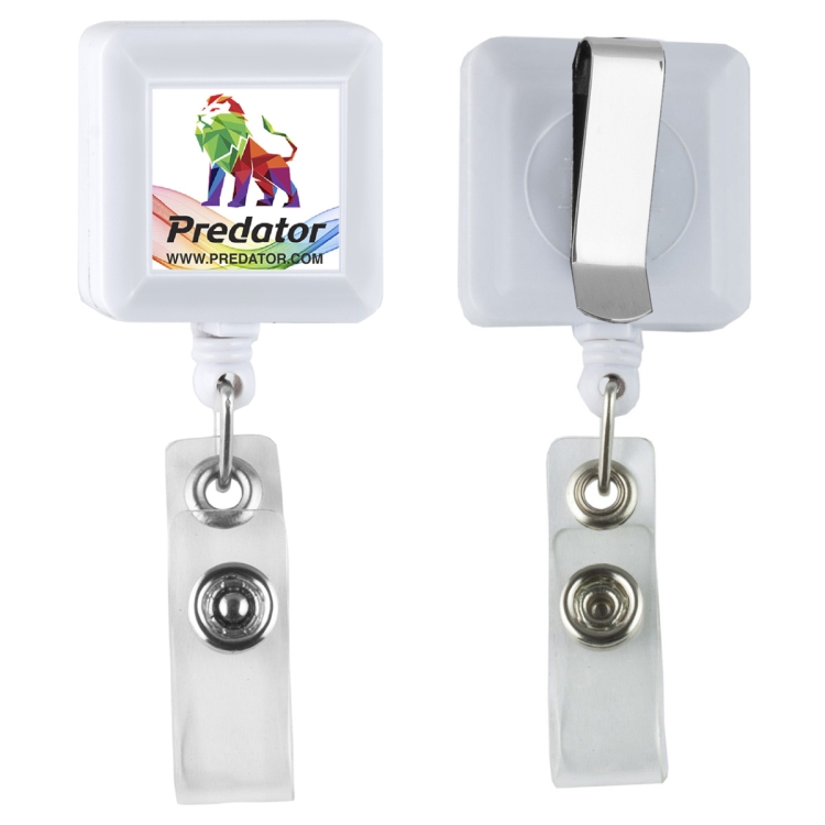 "Kent VL" 30" Cord Square Retractable Badge Reel and Badge Holder with Metal Slip Clip Attachment 5