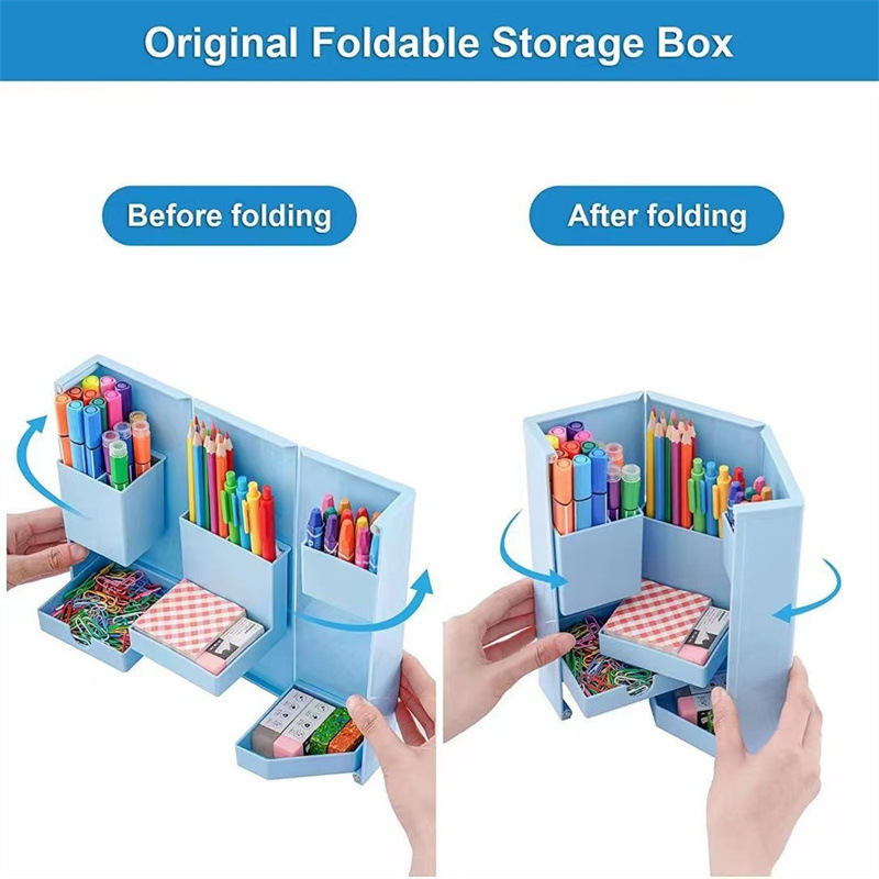 Folding Standing Magnetic Opening Cosmetic Case Desktop Storage Organizer 14