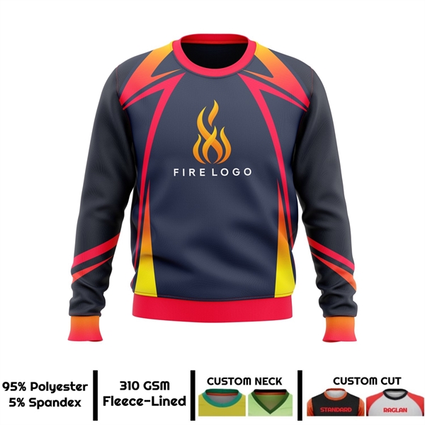 Unisex & Kids' Sublimation 310G Fleece-Lined Crew Sweatshirt 3
