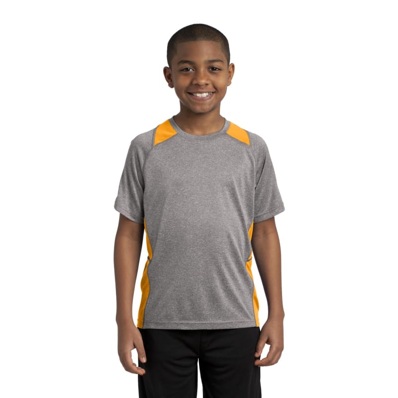 Sport-Tek Youth Heather Colorblock Contender Tee. 8