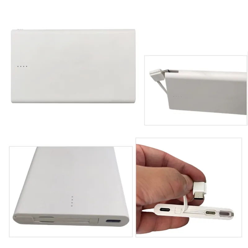 US STOCK-2500mAh Slim Power Bank with Built-in Cable 1