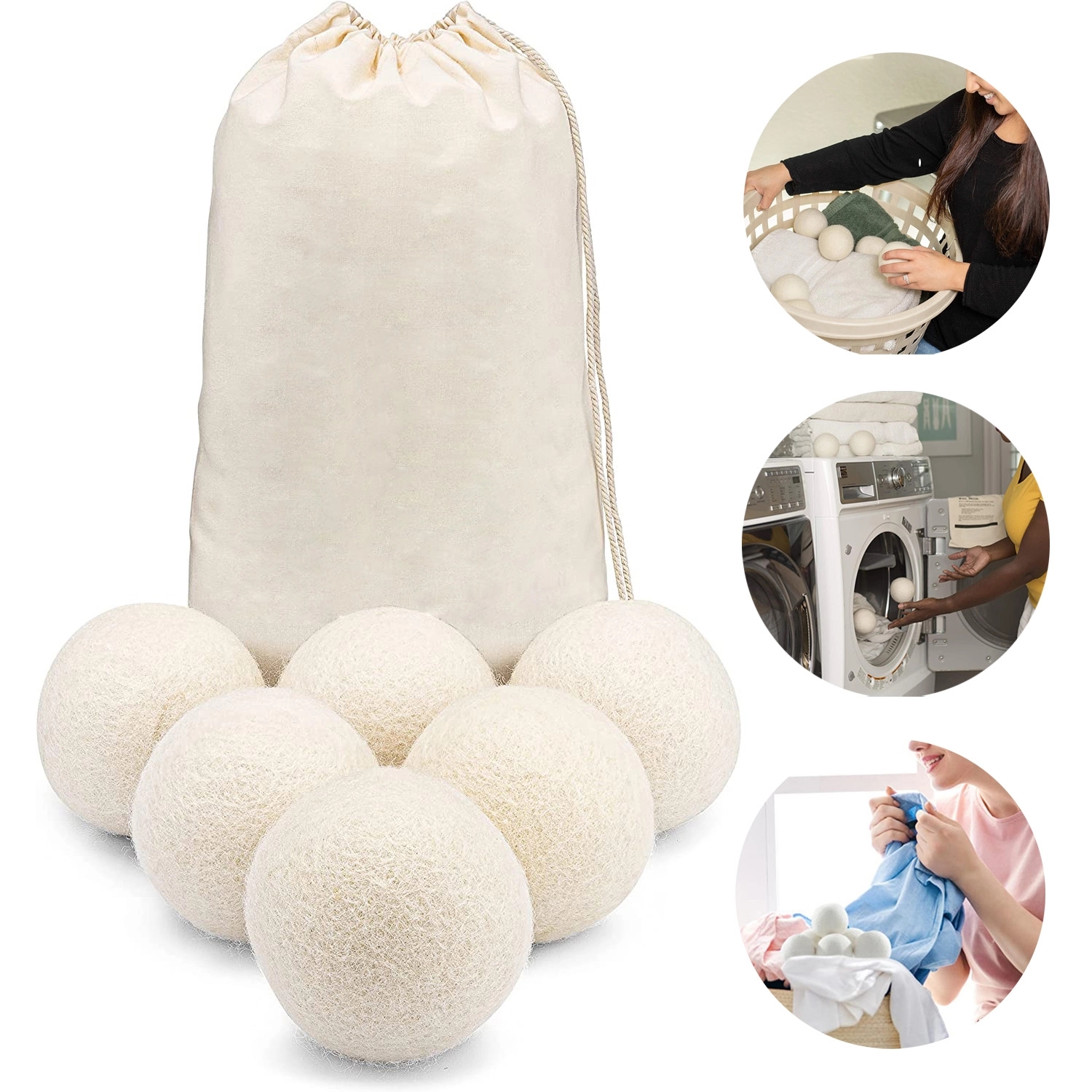 Set Of 6 Wool Dryer Balls With Pouch 3