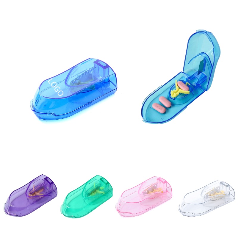 Transparent Plastic Pill Case W/ Cutter 1