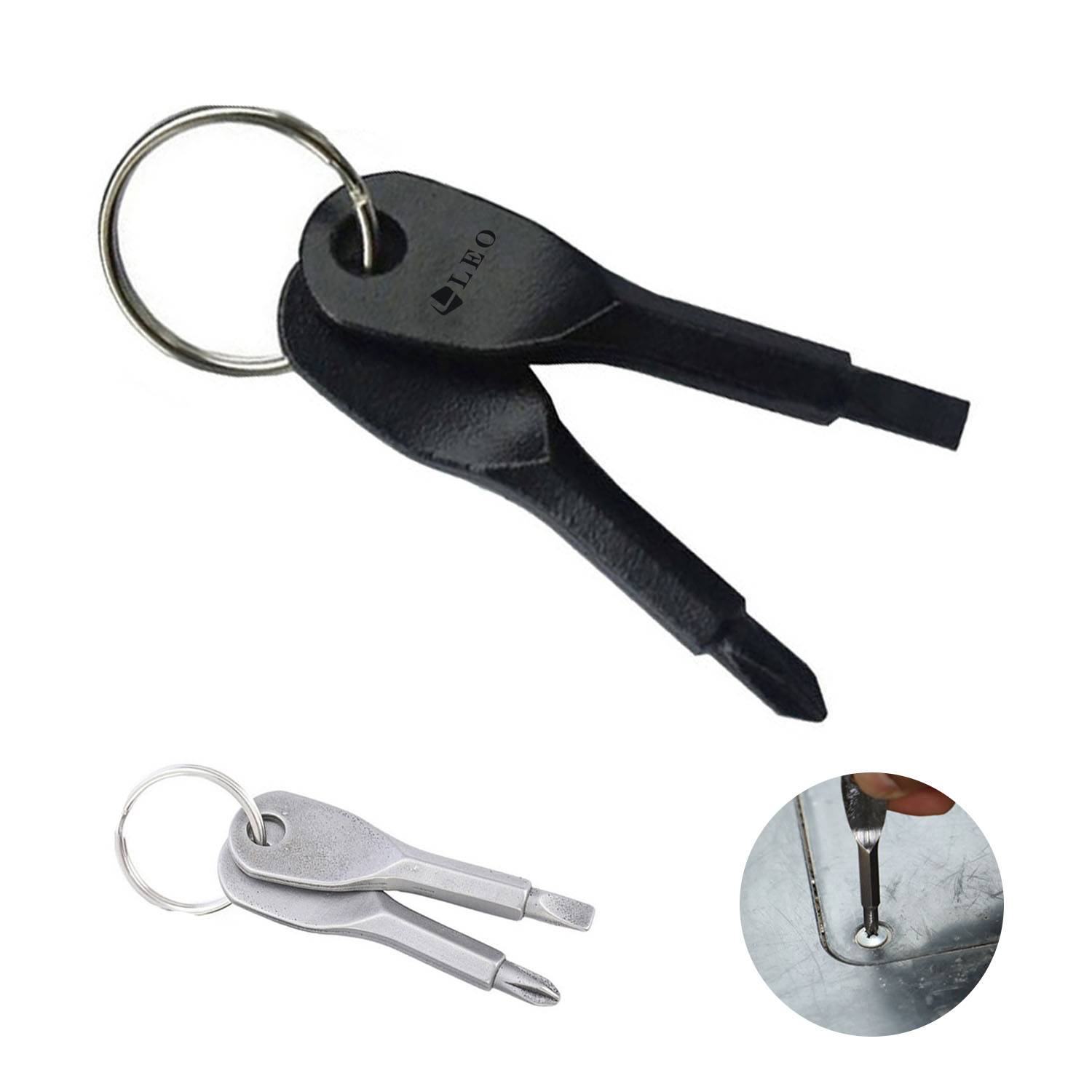 2pcs Mini Portable Multifunction Screwdriver w/ Keychain 2