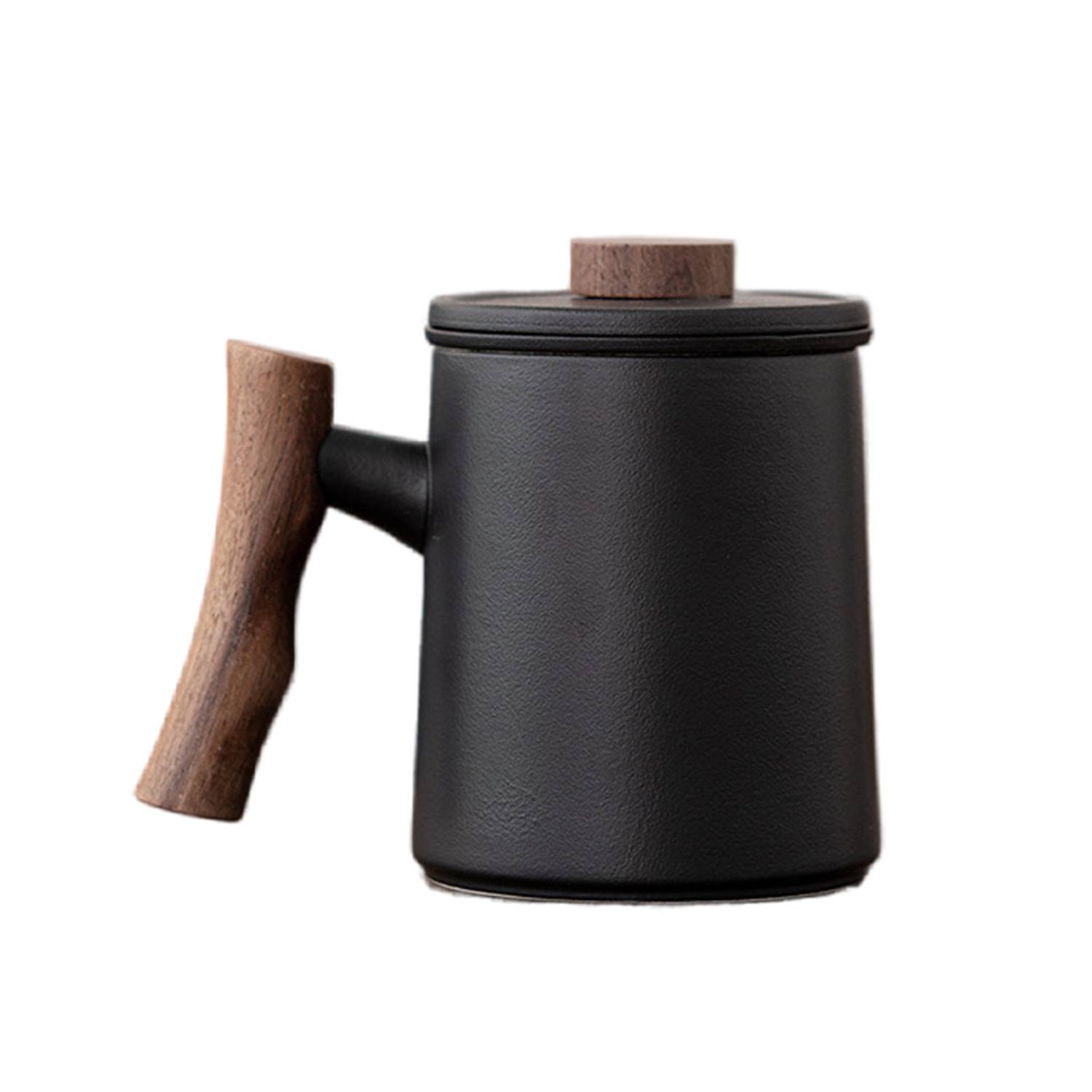 Ceramic Mug Customized with Walnut Handle Lid 5