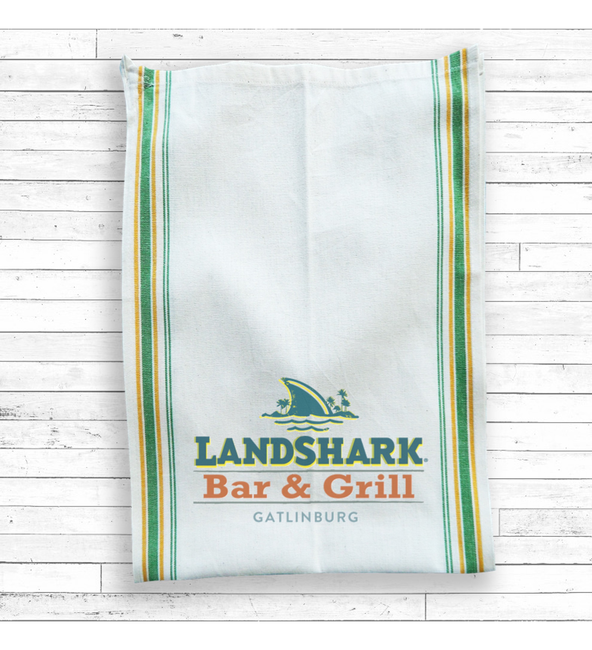Vintage Stripped Kitchen Towel - Green / Yellow Stripe 3