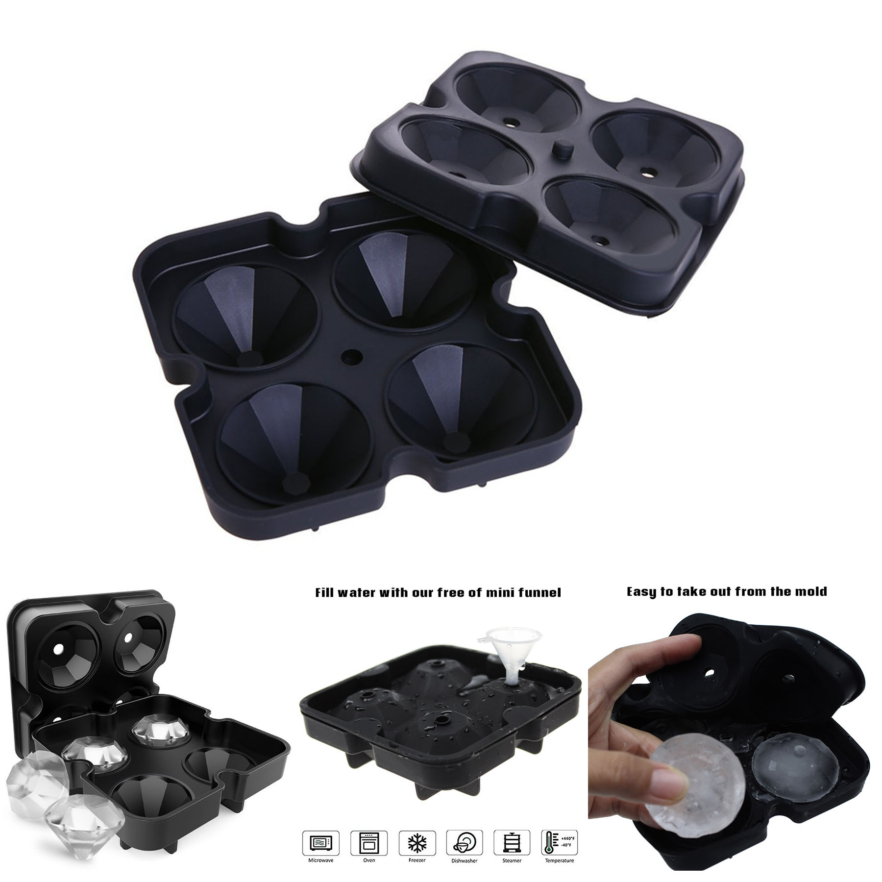 4-hole Diamond Silicone Ice Tray 1
